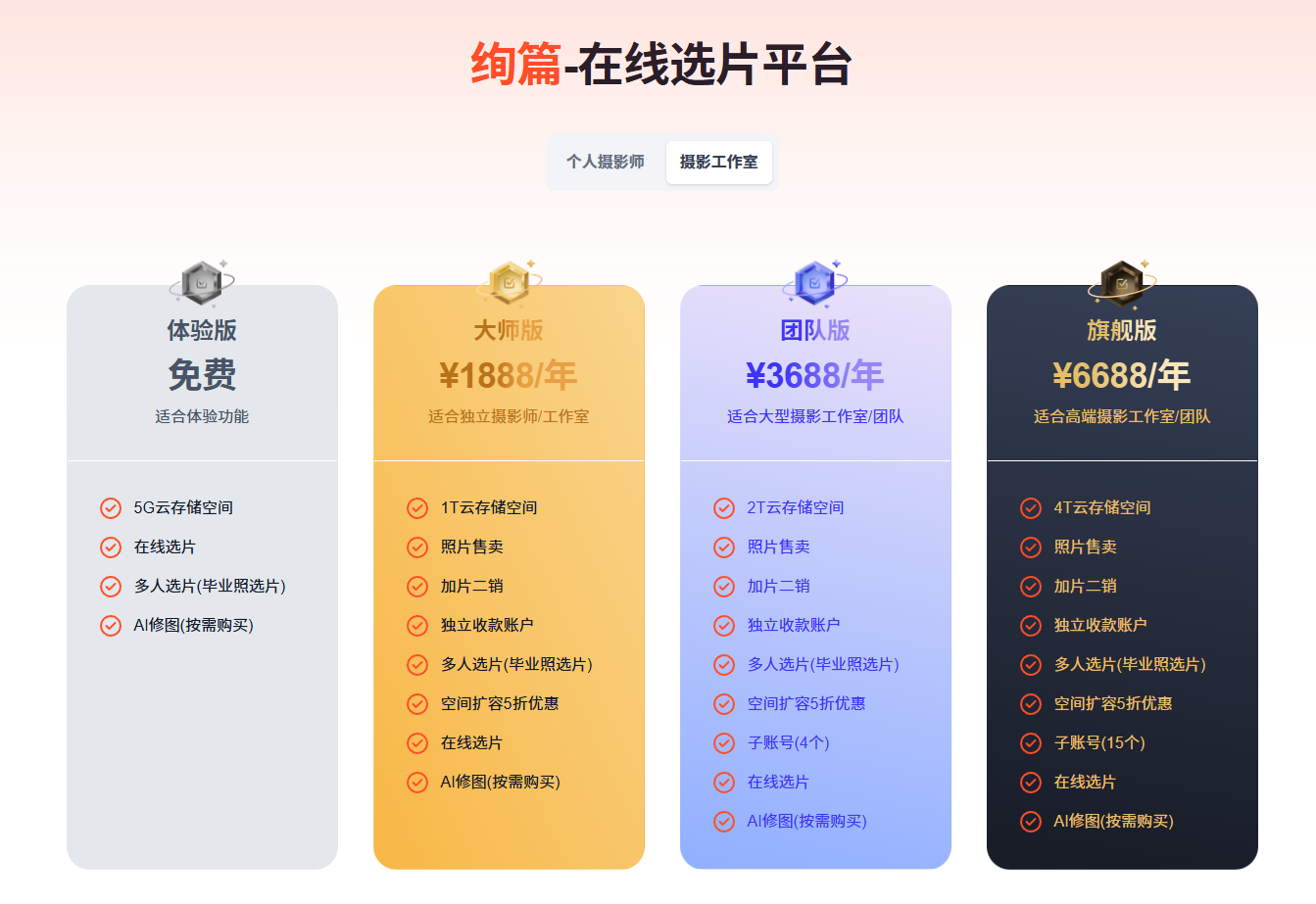 摄影工作室价格